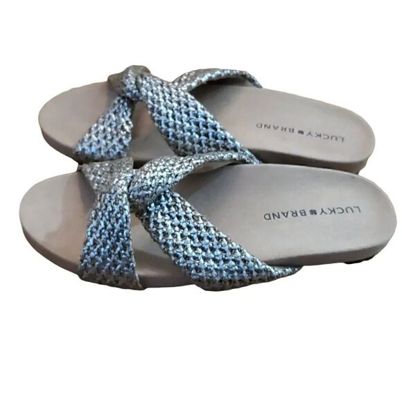 NEW LUCKY BRAND Silver Fynna Slides - Picture 1 of 3